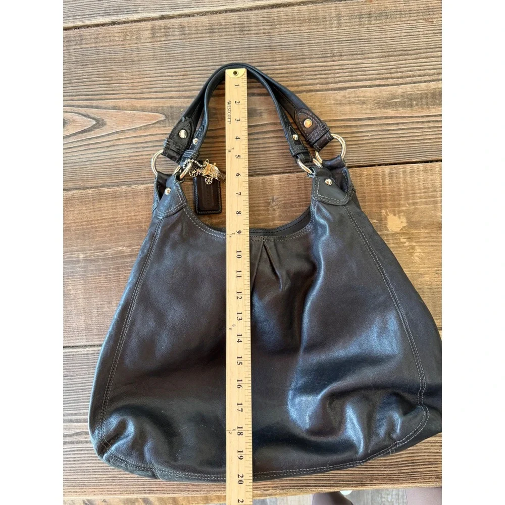 Vintage 2000s Coach XL Ergo Pleated Hobo Bag Black Leather Slouchy Charms Y2K